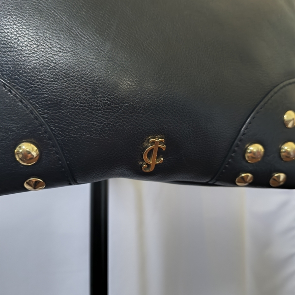 Y2K Juicy Couture Black Genuine Leather Studded Crossbody Bag - Picture 6 of 10